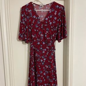 Donna Morgan Red Floral faux wrap dress 18w